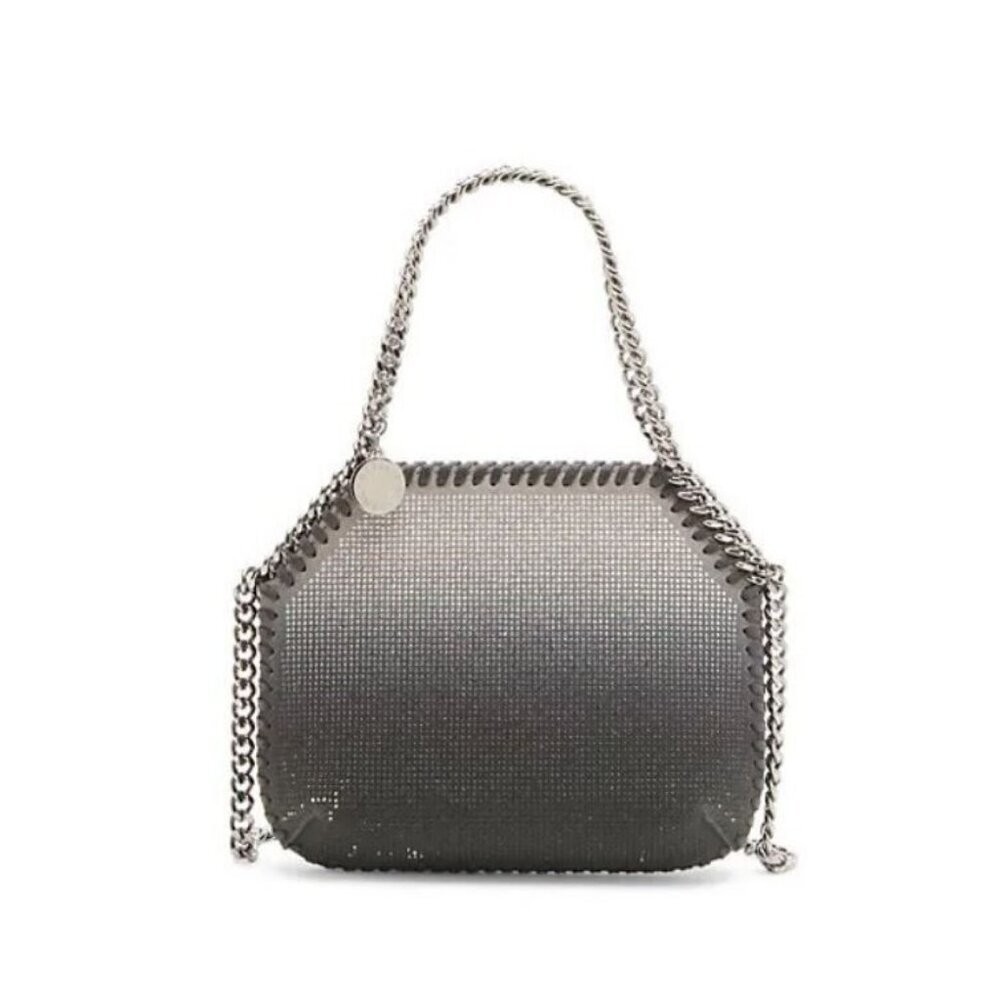 STELLA MCCARTNEY Falabella mini rhinestone shoulder bag - OMBRE LIGHT GRAY